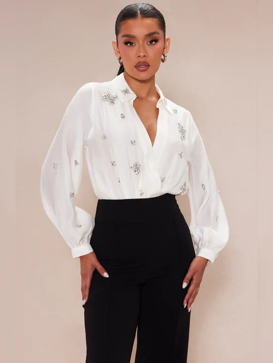 Fashion Nova embellish Bodysuit Pant Set - Picture 2 of 7